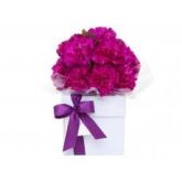 Caixa Branca com Cravo Roxo (P)
